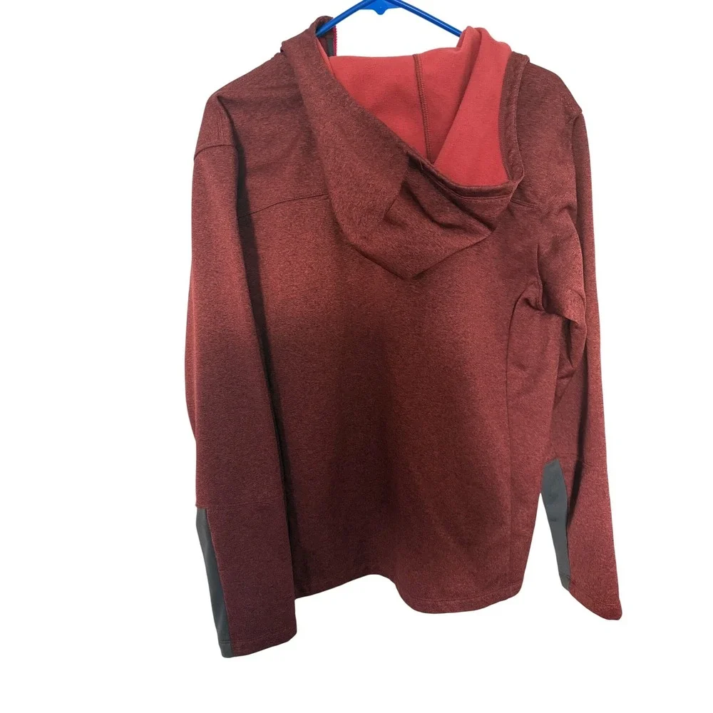 The North Face Mens Full Zip Fleece Hoodie Burgundy Red Gray Jacket Large L/G - Picture 5 of 6